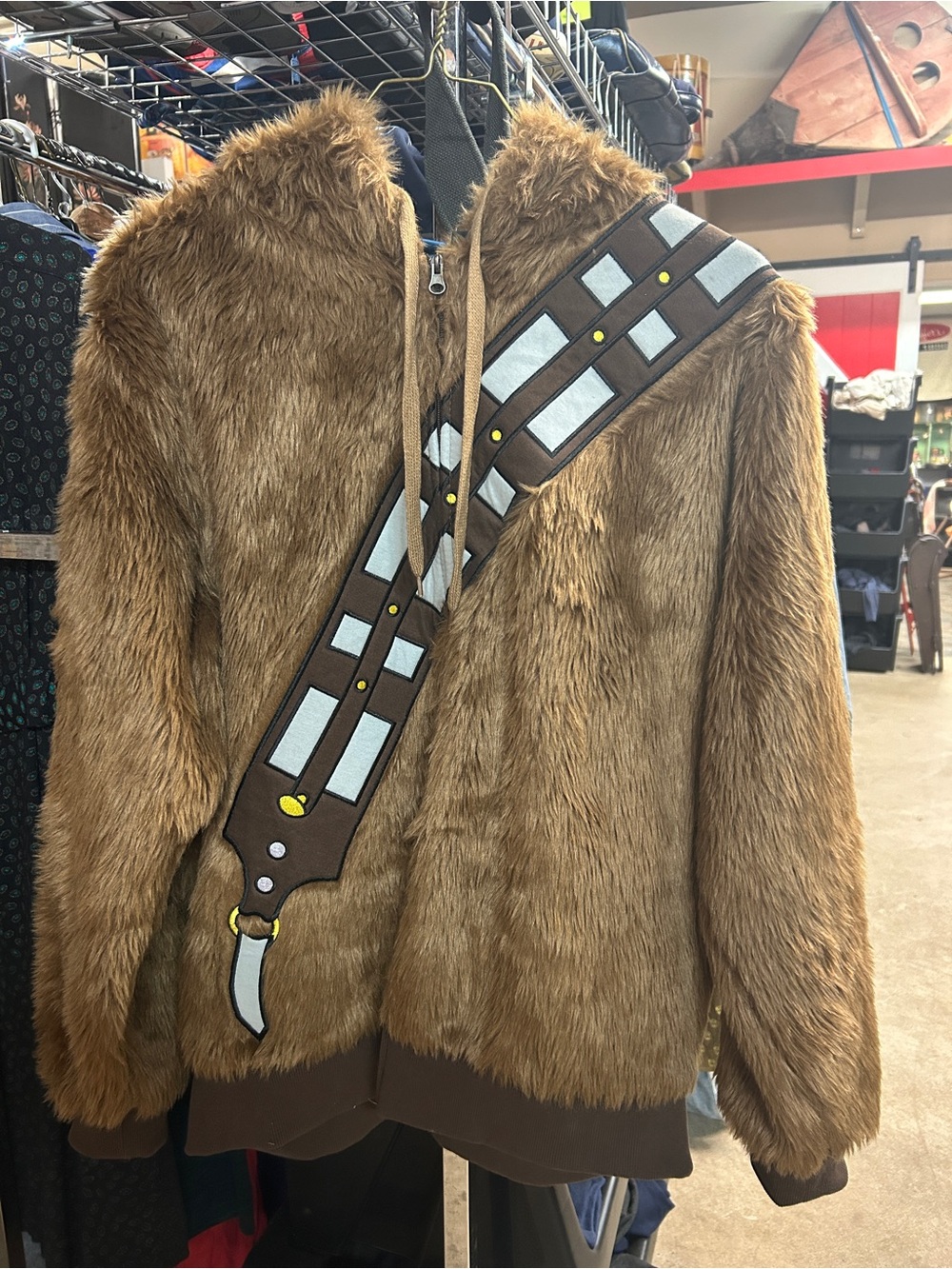 Star Wars Chewbacca Brown Faux Fur Hoodie with Graphic Chest Sash